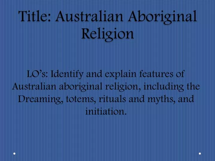title australian aboriginal religion