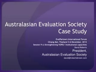 Australasian Evaluation Society Case Study