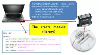 Your Python program uses the create library. It supplies functions that send commands: