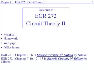 Welcome to EGR 272 Circuit Theory II