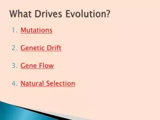 What Drives Evolution?