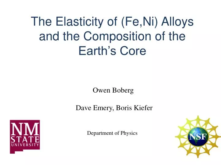 the elasticity of fe ni alloys and the composition of the earth s core