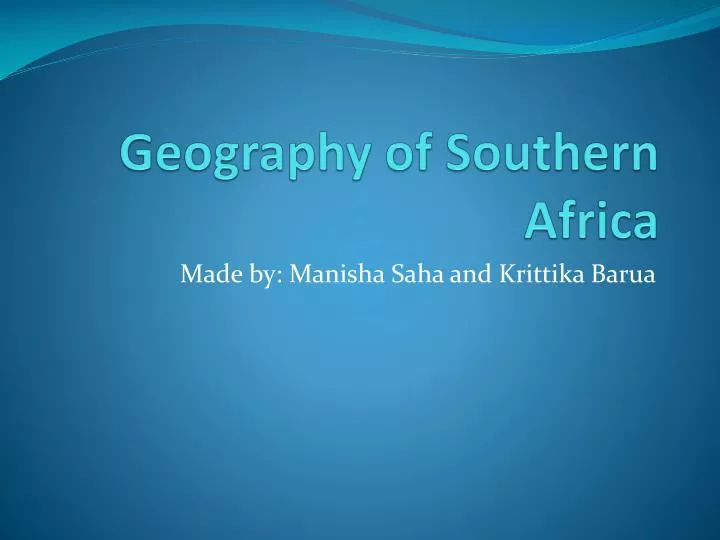 geography of s outhern africa