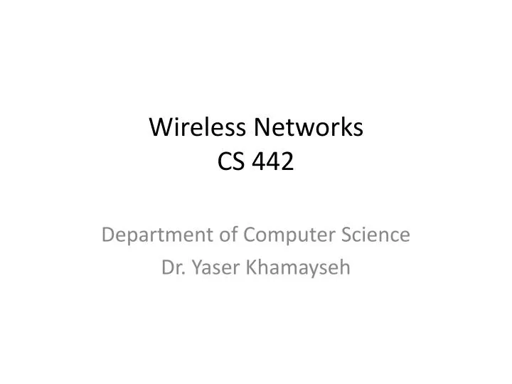 wireless networks cs 442
