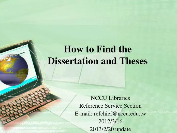 how to find the dissertation and theses