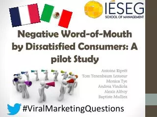Negative Word-of- Mouth by Dissatisfied Consumers : A pilot Study