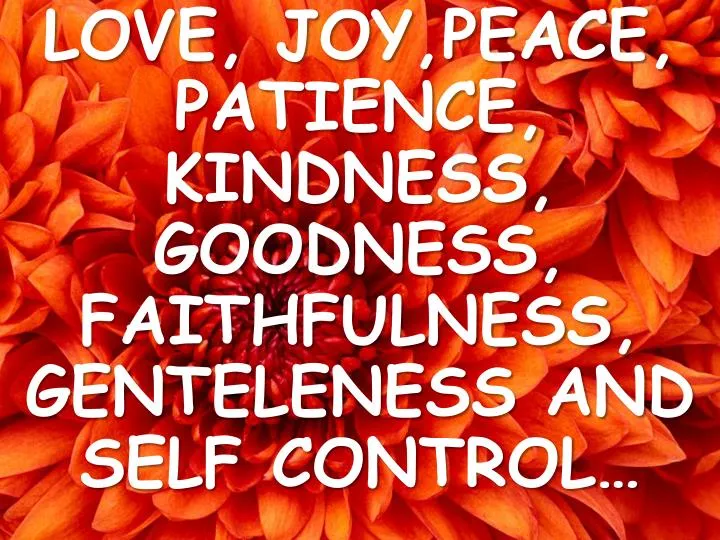 love joy peace patience kindness goodness faithfulness genteleness and self control