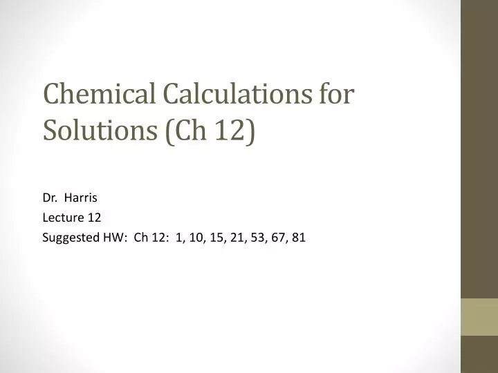 chemical calculations for solutions ch 12
