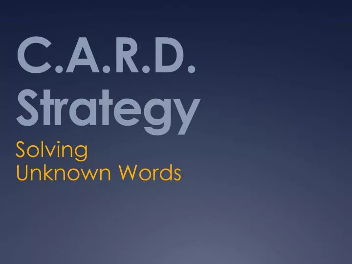 c a r d strategy