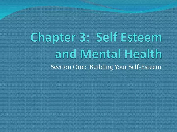 chapter 3 self esteem and mental health
