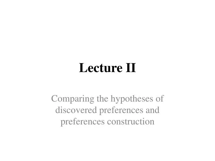 lecture ii