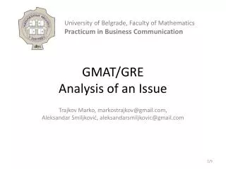 GMAT/GRE Analysis of an Issue