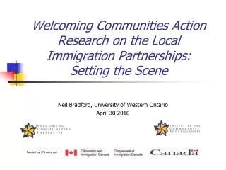 Welcoming Communities Action Research on the Local Immigration Partnerships: Setting the Scene