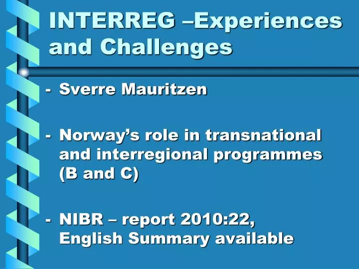 interreg experiences and challenges