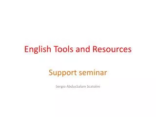 English Tools and Resources