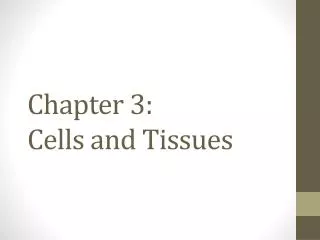 Chapter 3: Cells and Tissues