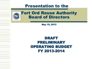 Fort Ord Reuse Authority Board of Directors May 10, 2013