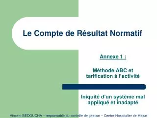 le compte de r sultat normatif