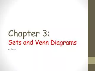 Chapter 3 : Sets and Venn Diagrams