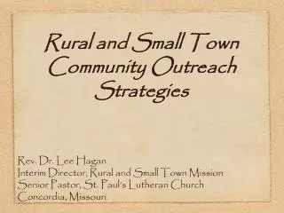 Rural and Small Town Community Outreach Strategies