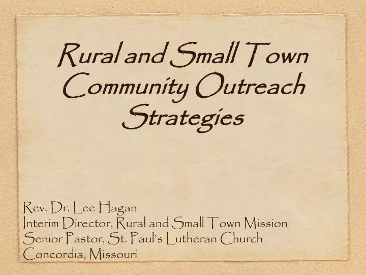 rural and small town community outreach strategies