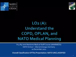 LO2 (A): Understand the COPD, OPLAN, and NATO Medical Planning