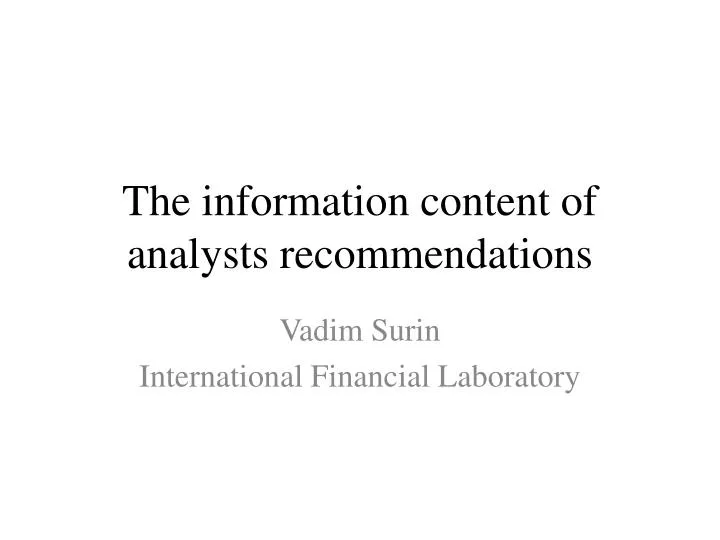 the information content of analysts recommendations
