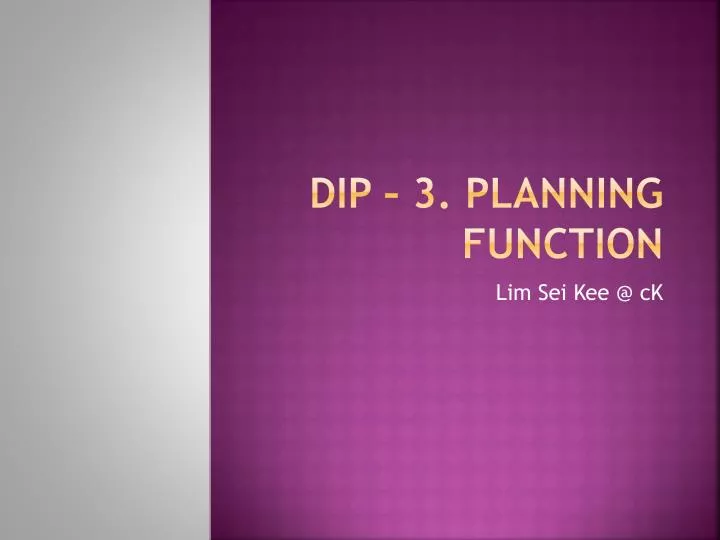 dip 3 planning function