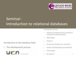 Seminar: Introduction to relational databases