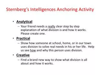 Sternberg’s Intelligences Anchoring Activity
