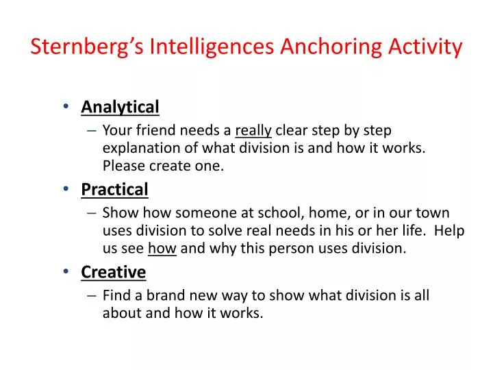 sternberg s intelligences anchoring activity