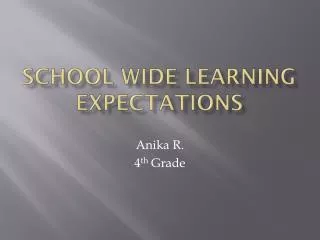 School Wide Learning Expectations