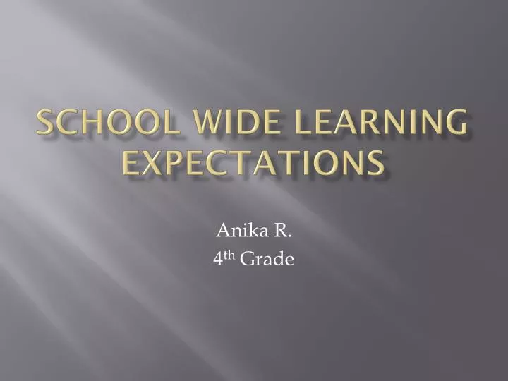 school wide learning expectations