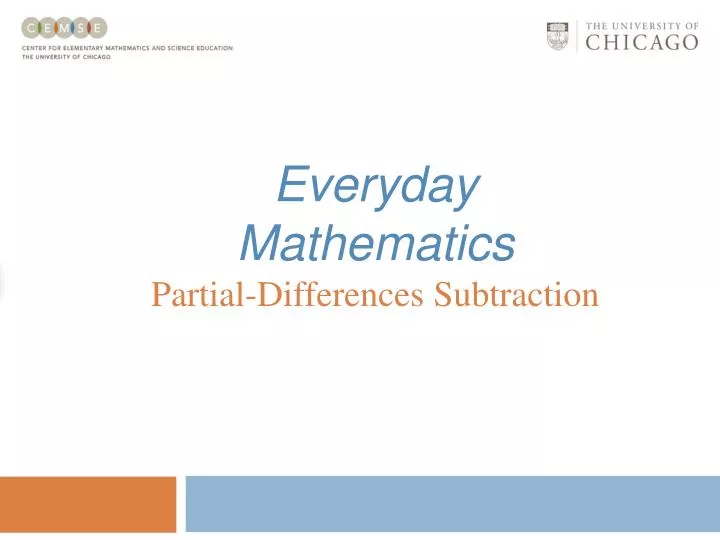 everyday mathematics partial differences subtraction