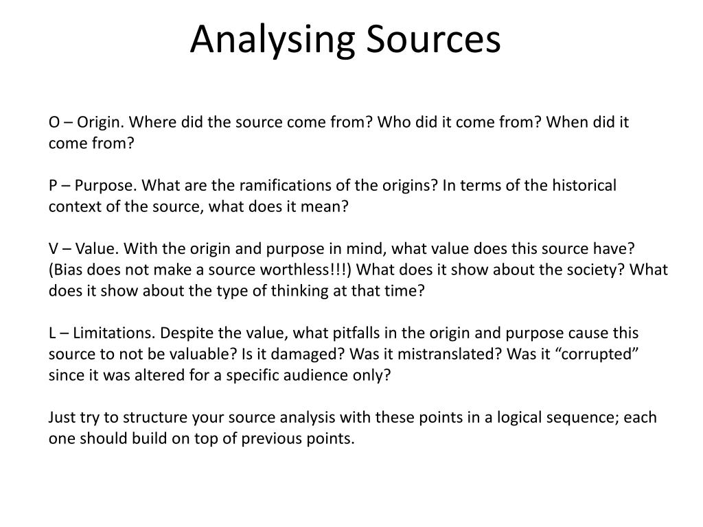 PPT - Analysing Sources PowerPoint Presentation, free download - ID:2928927
