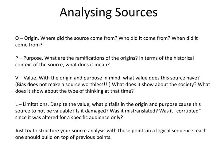 analysing sources