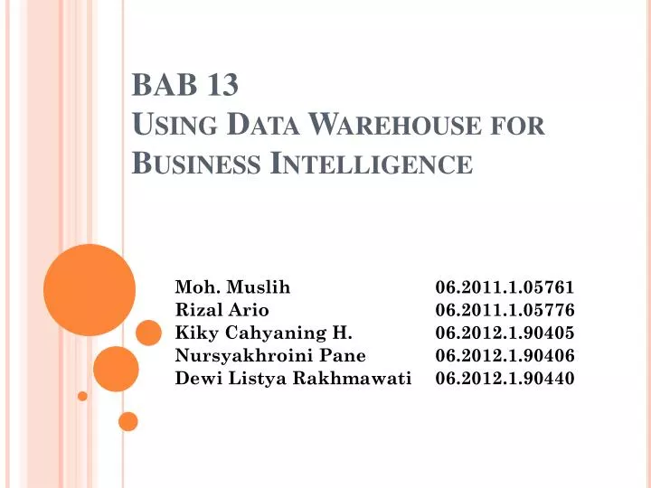 bab 13 using data warehouse for business intelligence
