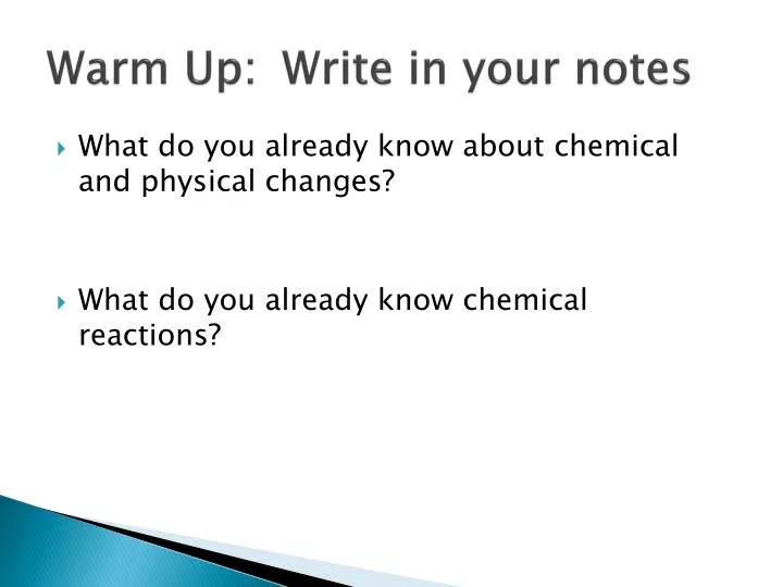 warm up write in your notes
