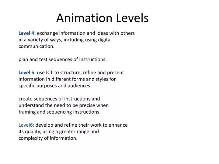 animation levels