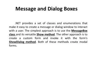Message and Dialog Boxes