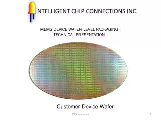 MEMS DEVICE WAFER LEVEL PACKAGING TECHNICAL PRESENTATION