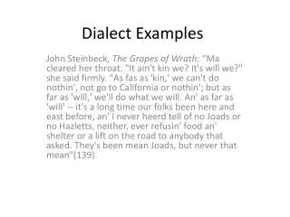 Dialect Examples
