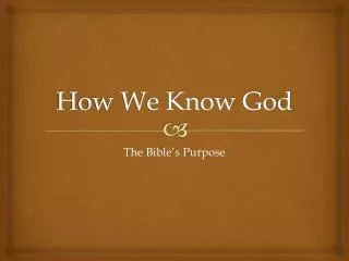 How We Know God