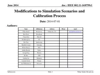 Modifications to Simulation Scenarios and Calibration Process