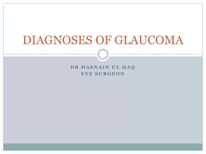 diagnoses of glaucoma