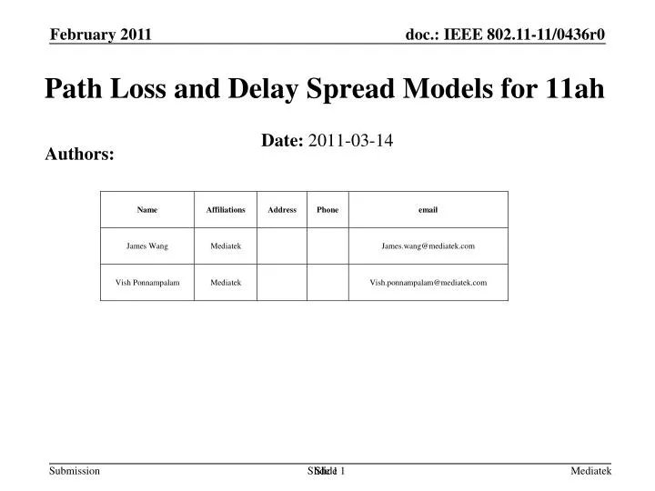 path loss and delay spread models for 11ah