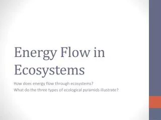 Energy Flow in Ecosystems