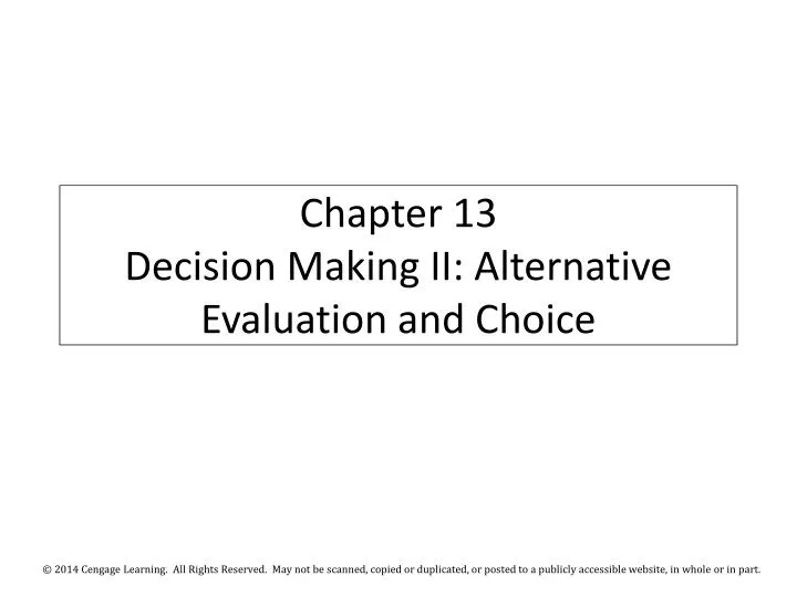 chapter 13 decision making ii alternative evaluation and choice