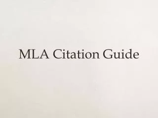 MLA Citation Guide