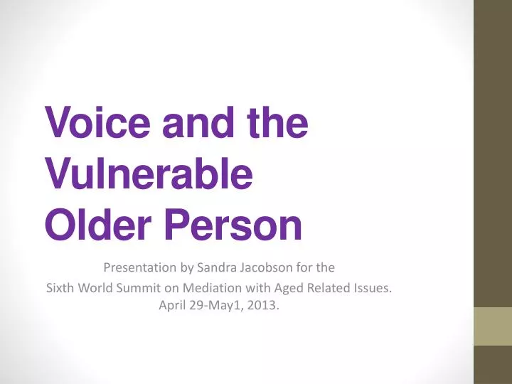 voice and the vulnerable older person